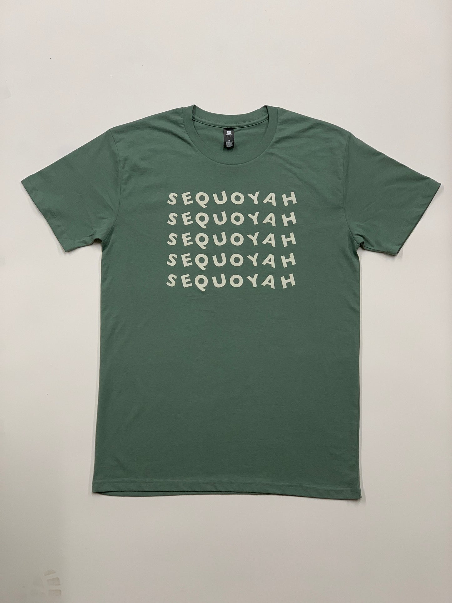 Adult Sequoyah Short Sleeve T-shirt - green with beige text